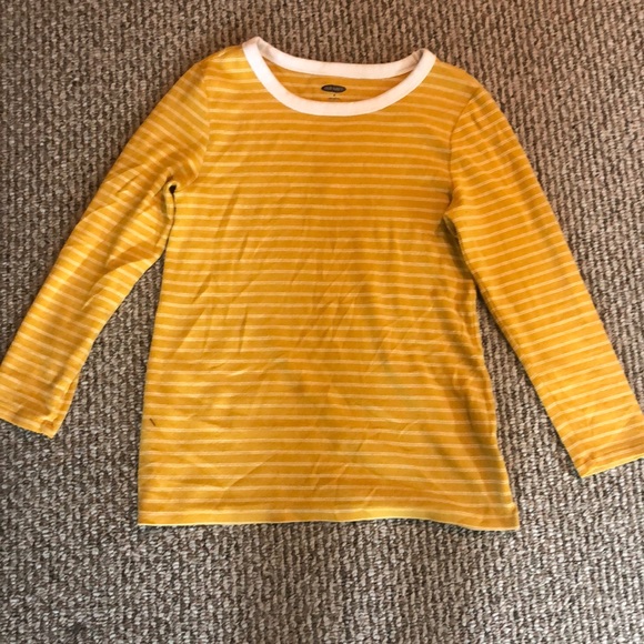 Old Navy Tops - White Striped Yellow Long Sleeve Shirt